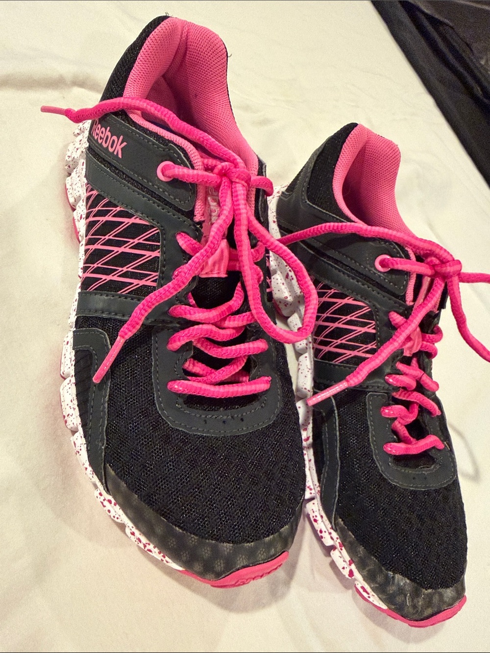 Reebok Black and Pink Women's Athletic Sneakers